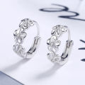 925 Sterling Silver Needle Earrings for Women's Wedding Fashion High Quality Jewelry Crystal Zircon Flower Cute Stud. 