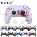 Water Transfer Printing Protective Silicone Case for  Playstation 5 PS5 Controller  Cover Joysticks Thumb Grips Caps. 