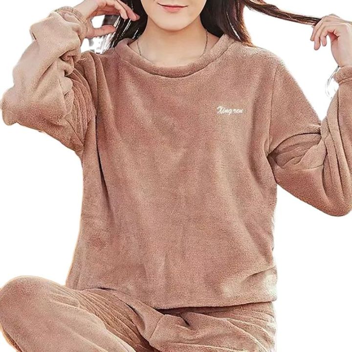 2025%20Autumn/Winter%20Casual%20Women's%20Velvet%20Pajama%20Round%20Neck%20Set%20Loose%20Warm%20Top%20Elastic%20Pants%20Home%20Warm%20Wool%20Set%20-%20Image%206
