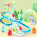 3PCS Racing Car Train Toy Duck/Pig/Dinosaur/Penguin Climb Stairs Toy Stair Climbing Toy for Kids 3 Years Old and Up. 