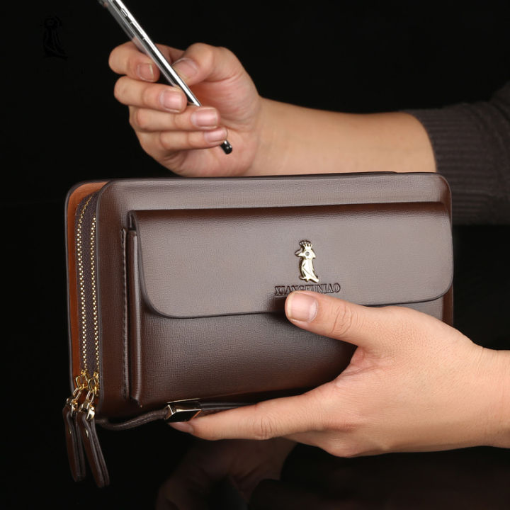 Men Clutch Bag Men's Long Purse Large Capacity Men's Wallets Cell Phone Pocket Passcard Pocket High Quality Wallet Bags For Men