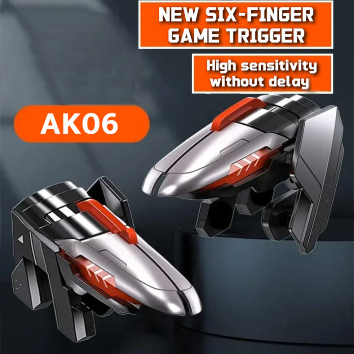 6 Finger Mobile Phone ABS Game Trigger AK06 for PUBG Aim Shooting L1 R1 Alloy Key Button for IOS Android NEW Gamepad Controller