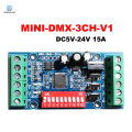 MINI 3CH DMX LED Controller RGB DMX512 Decoder,3 Channel 1 Group,for LED Strip Light Module DC5V-24V 15A MINI-DMX-3CH-V1. 