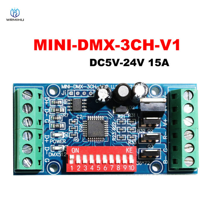 MINI 3CH DMX LED Controller RGB DMX512 Decoder,3 Channel 1 Group,for LED Strip Light Module DC5V-24V 15A MINI-DMX-3CH-V1