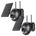 ieGeek ZS-GX4S 5MP Security Camera Wireless Outdoor, Solar Dome Camera PTZ 360° with Spotlight and Siren, 2.4Ghz WiFi Cameras, Color Night Vision, Work with Alexa, PIR, 2-Way Talk, IP65, Black. 