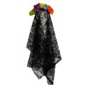 1PCS Black Veil Halloween Rose Flower Headband Costume Cosplay Wedding Mexican Rose Flower Crown Headband Day of The Dead Party. 