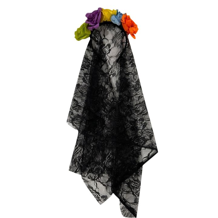 1PCS%20Black%20Veil%20Halloween%20Rose%20Flower%20Headband%20Costume%20Cosplay%20Wedding%20Mexican%20Rose%20Flower%20Crown%20Headband%20Day%20of%20The%20Dead%20Party%20-%20Image%205