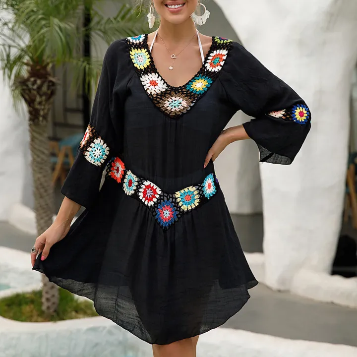 CROCHET%20BIKINI%20Women%20Beach%20Dress%20Cover-Ups%20Swimsuit%20Beachwear%20Bathing%20Suit%20Swim%20Cape%20For%20Woman%20Summer%20Tunic%20Saida%20Praia%20-%20Image%207