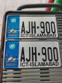 car number plates licence ICT Islamabad old new style customized by sticker embossed  not punch. 