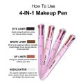 4 In One Highlighter / Eyeliner / Lipliner / Eyebrow Pen Make Up Private Label 4 In 1 Makeup Pen. 