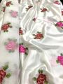 Floral Silk Dress with Organza Dupatta. 