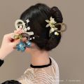 2025 New Flower Hair Claw For Women Elegant Chinese Style Magnolia Bamboo Leaf Peach Blossom Hair Clips Summer Beach Shark Claws.