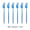 6pcs Gold Dessert Fork Dinnerware Set Mirror Stainless Steel Salad Fork Set Tableware Cutlery Set Home Party Kitchen Tableware.
