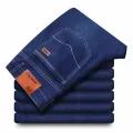 Men's New Thin Breathable Straight Business Men's Fashion Pants Cotton Soft Casual Stretch Denim Trousers Male Brand Clothes. 