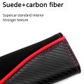 Car seat belt shoulder pad lengthened soft and comfortable suede carbon fiber pattern protective cover car accessories thickened. 