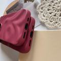 Matte Soft Wine Red Solid Color Uneven Irregularity Fold Wavy Texture Protective Phone Case for iPhone 11 12 13 14 15 16 Pro Max. 
