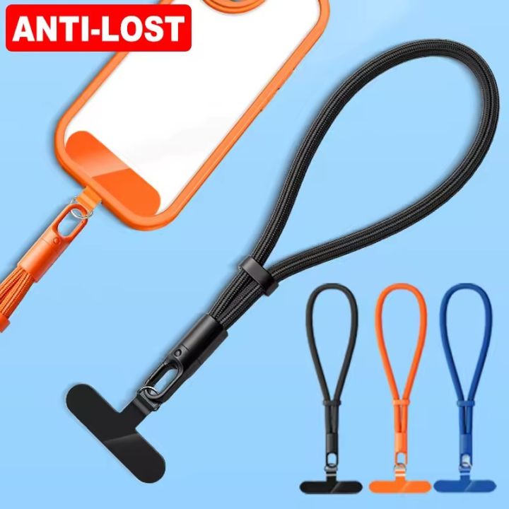 Adjustable Short Phone Lanyard with Tether Tab 360 Degree Rotatable Phone Wrist Strap for IPhone Hanging Cord Strap Clip