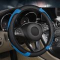Car Steering Wheel Protector Made of Leather and Carbon Fiber PU Without Inner Ring Suitable for 14.5-15 Inches of Automotive.
