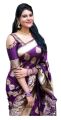 Kanjeevaram Silk Saree (Purple / Gold) with Blouse Material. 