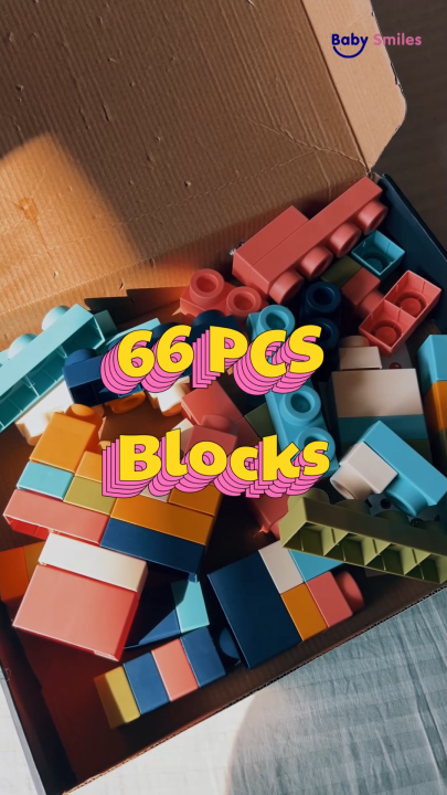 [66 PIECES] SOFT BLOCKS Set Plastic Building Block with DIY STICKERS ...