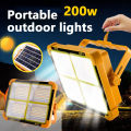 200w Rechargeable Solar Flood Light Outdoor Portable LED Reflector Spotlight Rechargeable Projector Floodlight Construction Lamp. 