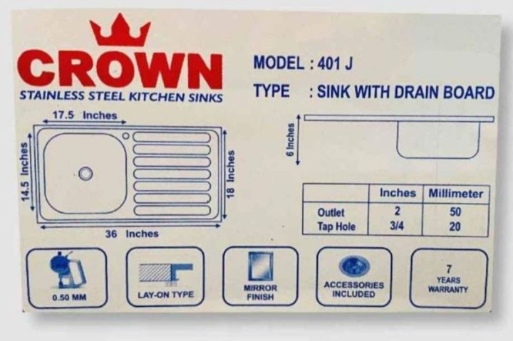 CROWN%20Stainless%20Steel%20Sink%2036%20%C3%97%2018Kitchen%20sink%207%20Years%20Warranty%20Available%20Delivery%20Available%20-%20Image%205