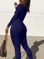 Spring and Summer New Women's Jumpsuit Long Sleeve Solid Color Skinny Jumpsuit Fashion Sports Fitness Jumpsuit Pullover. 