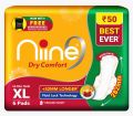 NIINE Dry Comfort Ultra Thin XL Sanitary Pads for Women | 06 Pads, Pack of 1 | 282mm Long | Fast Absorption | Prevents Wetness & Leakage | Enjoy Leak-Free Periods | With Fluid Lock Technology | Disposable Bag Inside. 