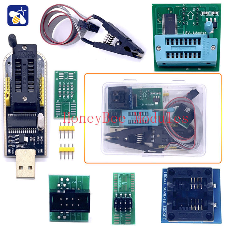 CH341a Programmer adapter+SOIC8 adapter+ SOP8 clip with cable+1.8V ...