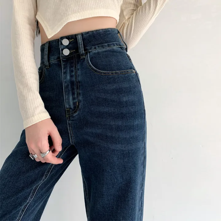 Loose%20Straight%20Women's%20Jeans%20Fashion%20Stretch%20Soft%20Drape%20Multi-button%20High%20Waist%20Denim%20Trousers%20Street%20Fashion%20Female%20Clothing%20-%20Image%206