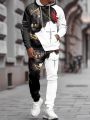 The New Men's Set for Spring and Autumn 2025 Features a Casual Fashionable and Comfortable 3D Lion Pattern Print.