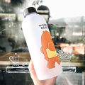 Water Bottles Cute Panda Bear Cup 1000ml With Straw Transparent Cartoon Water Bottle Drinkware Frosted Leak-proof Protein Shaker. 