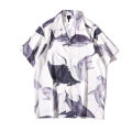 Dark Icon Animal Printed Thin Material Men's Shirt Short Sleeve Button Down Retro Shirts for Man Streetwear Clothing. 