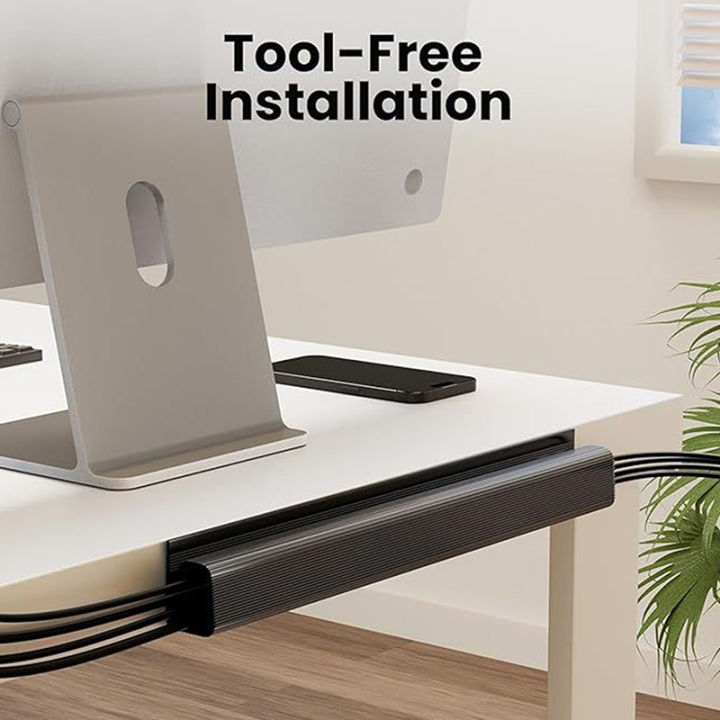 40cm/15.75inch Under Desk Cable Management Tray PVC Power Wire Hider ...