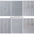 French Line With Rhinestones Nail Art Stickers Stripes Wave Metallic Relief Curve Japanese Design Nail Art Decals Manicure Decor. 