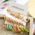 15 Sets Of Color Geometric C Alloy Resin Earrings For New Festive Parties In Europe And The United States. 