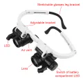 Head Mount Magnifying Glass 8x 15x 23x For Electronics Watch Repair Dual-Lens Eye Loupe Magnifier LED Lights Glasses Magnifier. 
