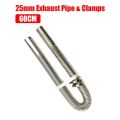 25mm 60cm Exhaust Pipe + 2pcs Clamps Air Diesel Heater Stainless Steel Tube Gas Vent Hose For Car Truck Silver. 