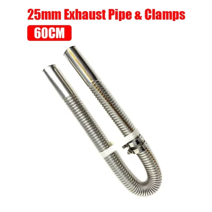 25mm%2060cm%20Exhaust%20Pipe%20+%202pcs%20Clamps%20Air%20Diesel%20Heater%20Stainless%20Steel%20Tube%20Gas%20Vent%20Hose%20For%20Car%20Truck%20Silver%20-%20Image%202