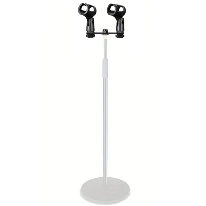 Dual Microphone Clip Crossbar Accessories, Fixed Spacing Dual Mic Clips, Microphone Head Only Can Be Adjusted up and Down, Live Streaming K-Song Expansion Kit (Floor Stand Not Included)