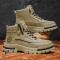 2025 A/W New Men's Mid-High Top Outdoor Work Boots - Zip-Up, Hiking Casual Sports Mountaineering Style.