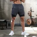 Men Shorts 2 In 1 Double-deck Quick Dry GYM Sport Shorts Fitness Jogging Workout Men Sports Short Pants. 