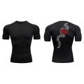 Blossom Print Short Sleeve Compression Shirts for Men Summer Athletic Quick Dry T-shirts Gym Workout Running Tees Sporty Tops.