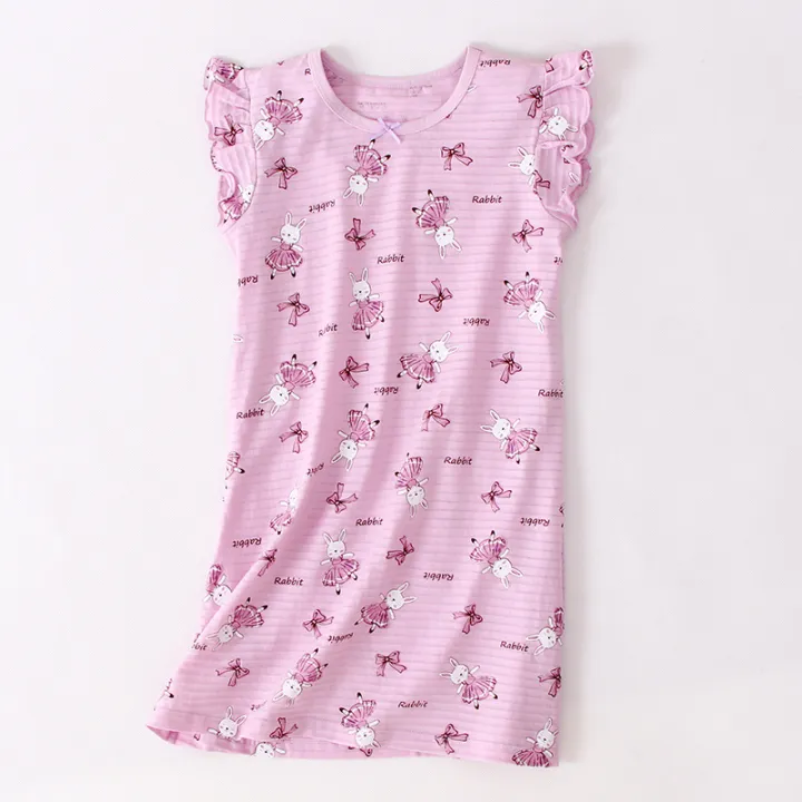 Girl%20Cotton%20Nightgown%20Dress%20Comfortable%20Cotton%20Girls'%20Nightdress%20Home%20Wear%20Children's%20Pajamas%20Size%20100-170%20-%20Image%203