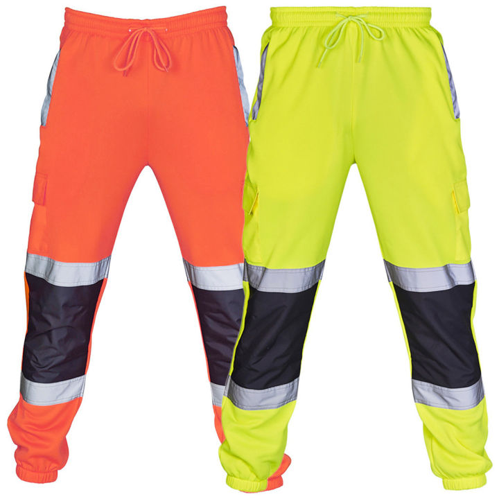 Reflective Safety Pants Mens Work Uniform High Visibility Outdoor Construction Worker Loose Workwear With Reflective Strips ﻿