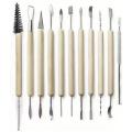 11pcs/set Pottery Tools Wood Double-Ended Wire Knife For Clay Repair, Clay Sculpture Carving Tool Set Ceramic Polymer carveKit.