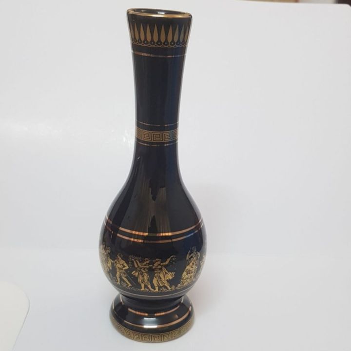 24 Carat Gold
plated greece Decorative vas handmade /KE made in Greece  Black And 24K Gold Vase
/
KE Greece 24K Gold Hand Made Vase Greek Mythology 7” Tall