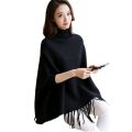 Women Poncho Coat Solid Elegant Pullover Female Jumper Irregular Tassel. 