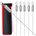 LMETJMA 17inch Kabob Skewers for Grilling Stainless Steel Flat BBQ Skewers with Quick Release Metal Sliding Handle JT45. 
