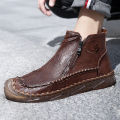 Fashion Men's Boots Handmade Casual Shoes Genuine Leather Ankle Boots Comfortable Winter Shoes High Top Sneakers Luxury Footwear. 